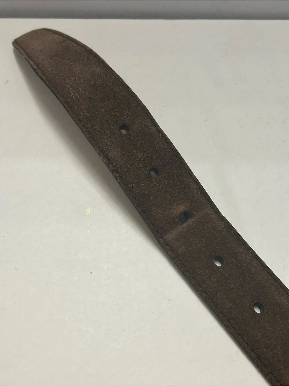 Cole Haan Brown Suede Leather Belt Size 38 Brass Buckle Silver Finish